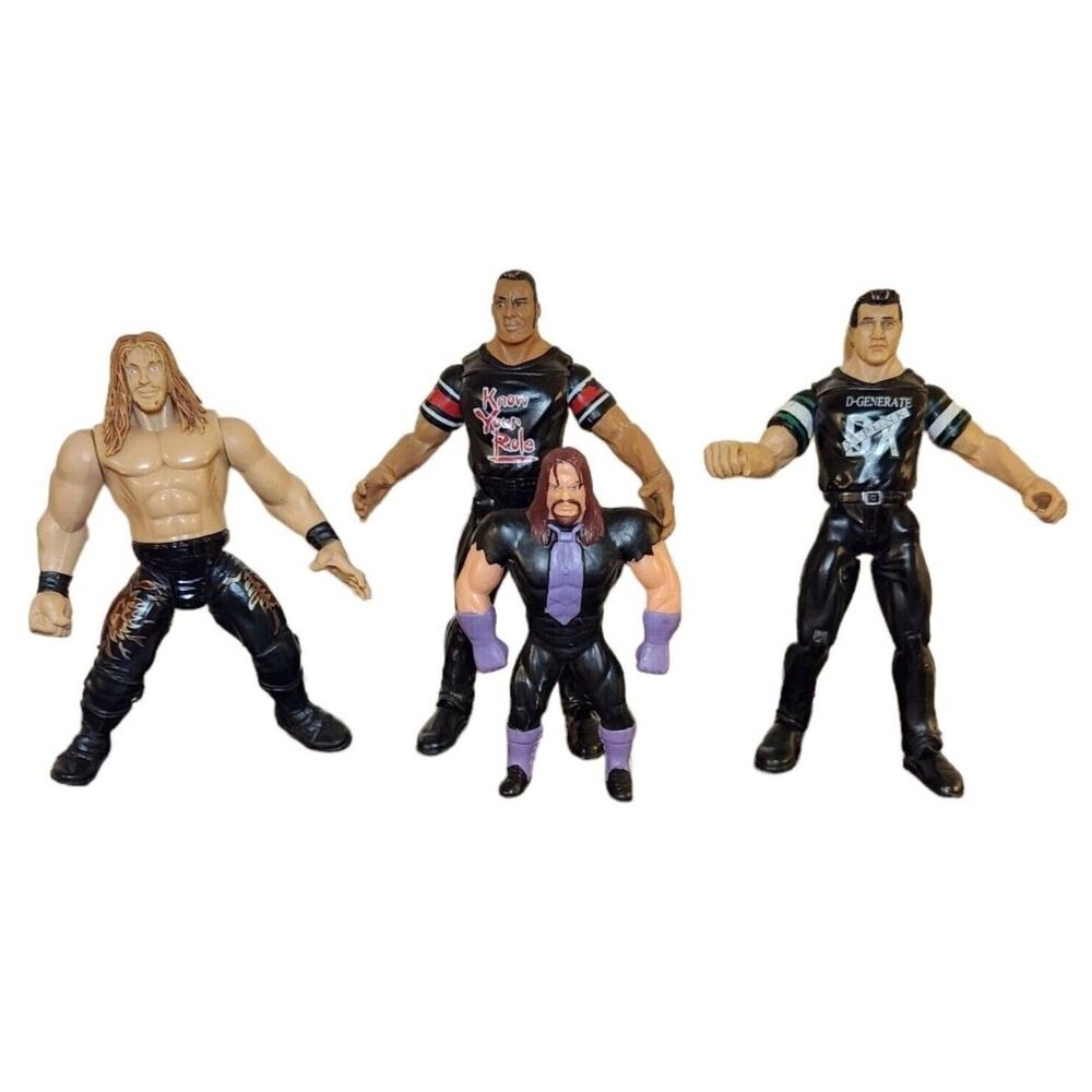 The Rock, Shane McMahon, Undertaker, Edge WWF Vintage Action Figures 90's Used